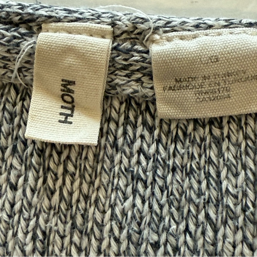 Anthropologie Moth Fairview Pullover Sweater Gray Marled Cotton Women’s Size L - Picture 10 of 11
